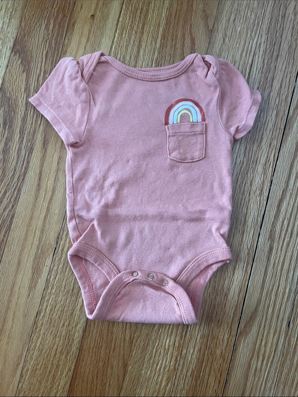 cloud island Pink Heather Rainbow Pocket Short Sleeve Bodysuit